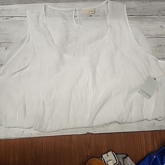 NWT Dept 222 Women's White Sleeveless Tank Top Blouse Cover-Up Sz 3X - Picture 12 of 15